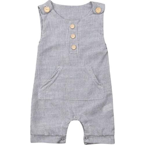 Gray Newborn Kids Baby Boy Girl Cotton and linen Romper Summer Clothes Jumpsuit