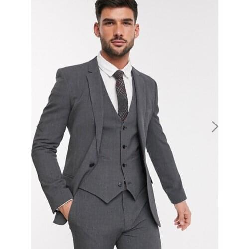 Handsome Groomsmen Notch Lapel Groom Tuxedos Mens Wedding Dress Man Jacket Blazer Prom Dinner (Jacket+Pants+Tie+Vest) A014
