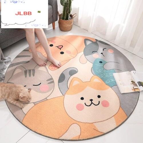 Round lamb cashmere home living room carpet cartoon children crawling mat bedroom carpet hanging basket non-slip mute mat