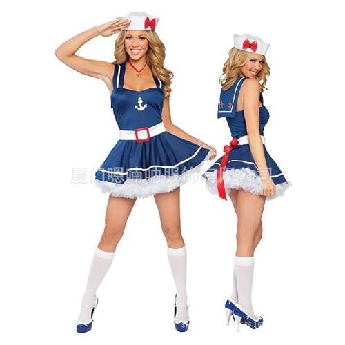 Sailor Costumes cosplay Women Uniform Halloween Role Play Blue Navy dresses Party Short clubdress Fancy dress JY152