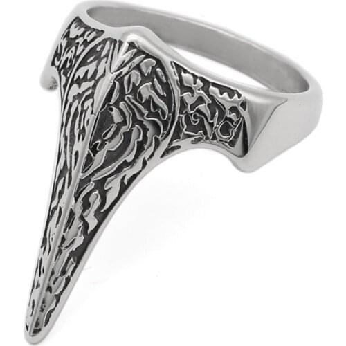 Men 316L stainless steel norse Viking amulet wiccan raven pagan ring with gift bag