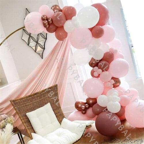 86Pcs Retro Pink Latex Balloon Set Rose Gold Arch Garland Balloons Kit Birthday Wedding Party Supplies Baby Shower Decor Globos
