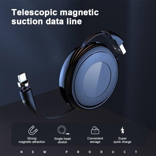 Unilateral Retractable Magnetic Data Cable 5A Fast Charging Flash Charging Three-in-one Multi-function USB Port Data Cable