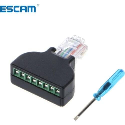 RJ45 Ethernet Male To 8 Pin AV Terminal Screw Adapter Converter Block Plug for CCTV camera