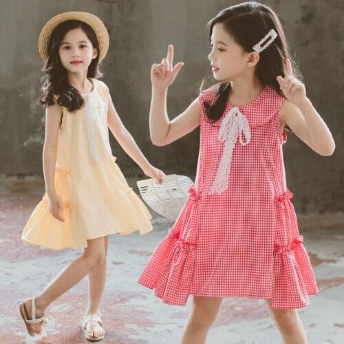 4-14 Years Yellow Red Princess Dress for Girl Elegant Birthday Party Dress Plaid Ruffle Kids Dresses for Girl Children Clothes