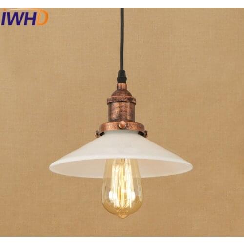 IWHD Glass Hanglamp Industrial Pendant Lamp Style Loft Vintage Retro Pendant Lights White E27 220V For Decor Lamparas