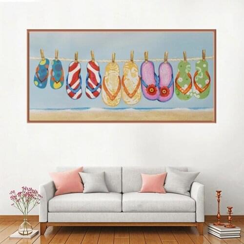 Full Square Round Diamond Embroidery Scenery Cross Stitch Diamond Painting Flip Flop Beads Picture Kits Mosaic Diamonds Art