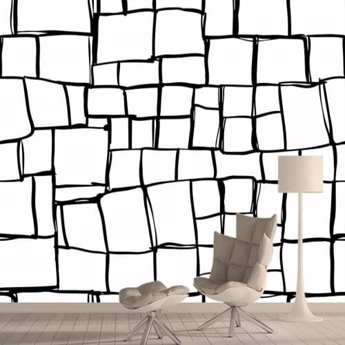 Custom Any Size 3d Wallpapers Black White Grid Pattern Murals for Living Room Walls Paper Home Decor Sofa Background Wall Rolls