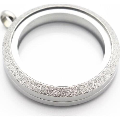 Hot selling 30mm Stainless Steel Twist Floating Locket Necklace Round Silver Sparkles Screw Open Glass Memory Locket