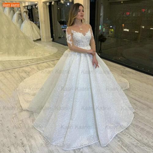 Luxury Lace Wedding Gown 2021 O Neck vestido de noiva Appliqus Corset Ball Gown Bride Dresses Women Custom Made robe de mariage