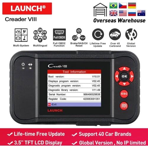 LAUNCH X431 obd2 code reader Scanner Creader VIII 8 Auto diagnostic Tool for ENG/ABS/SRS/AT+Oil/EPB/SAS reset pk CRP129 NT614