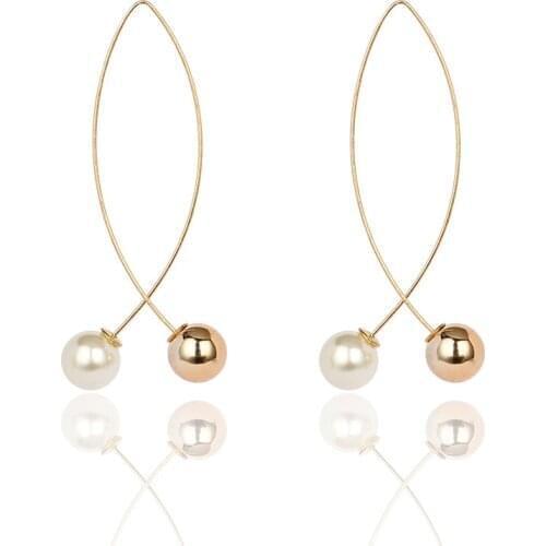 Korean Cross Imitation Pearl Earrings For Women Girls Long Earring Wedding Jewelry Boucles Decoration Gift Accessories