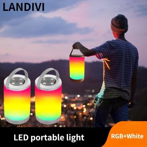 LANDIVI led Interior Mood Lighting Rechargeable Camping Light with RGB Light Portable Atmosphere Lights LED Tent Lamp for Hiking