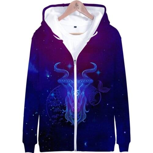 2020 Creative 12 Zodiac Signs zipper Hoodies Sweatshirt Aries Taurus Gemini Cancer 12 Constellation Men/Women 3D Print Pullover