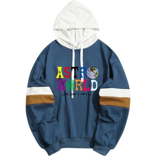 2021 Spring Autumn TRAVIS SCOTT- ASTROWORLD Letter Hoodie Men Fashion Patchwork Sweatshirt Thin Streetwear Unisex Pullovers Top