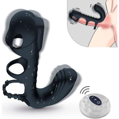 Penis Vibrating Ring Lasting Enlarge Cock Stimulate Massage Clitoris Anal Bondage Rings Sex Toys For Woman Men G Spot Vibator