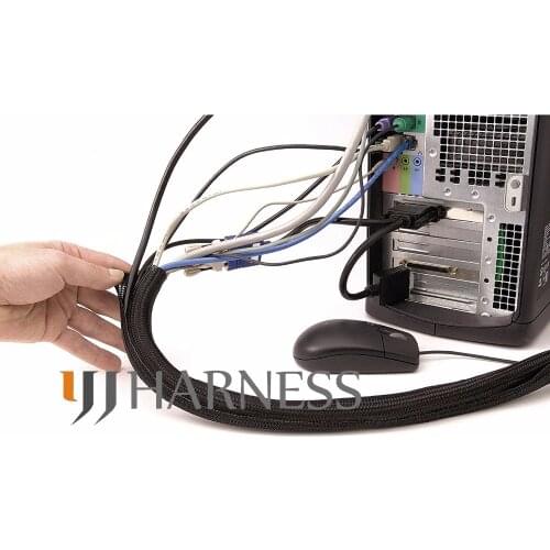 1/4" ID:6mm Braided Sleeving Cable Wrap Split Loom SPLIT BRAIDED sleeving Self-closing braided cable wrap