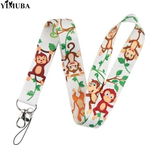 YIMUBA Cartoon Little Monkey Lanyard Keychain USB Camera Mobile Phone Neck Straps ID Card Badge Holder Hang Rope Lariat Lanyards