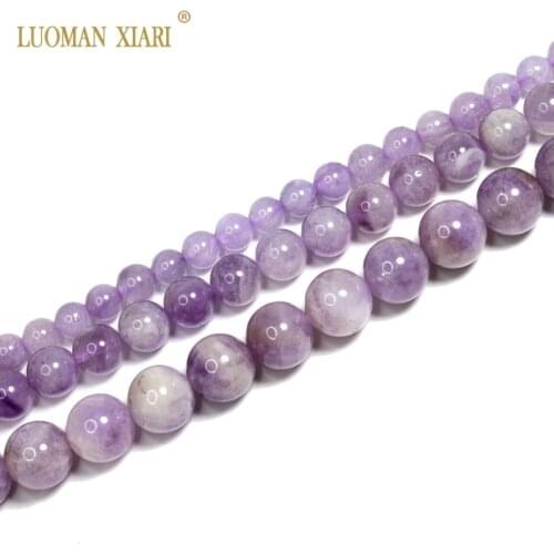 Fine Top 100% Natural Brazil Lavender Amethyst Round Natural Gemstone Beads For Jewelry Making DIY Bracelet Necklace 6/8/10MM