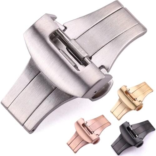 Stainless Steel Deployment Clasp 20mm 22mm Silver Gold Black Brushed Metal Watch Bands Buckle Strap Accessories