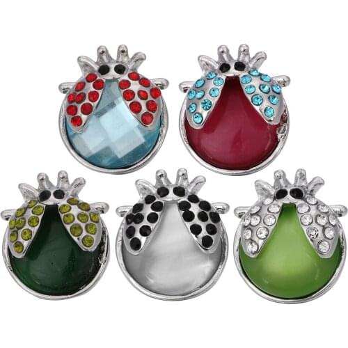 10pcs/lot New Arrival Crystal Insect ladybird Metal Snap Button Fit 18mm 20mm Snap Bracelets Bangles Women DIY Snaps Jewelry