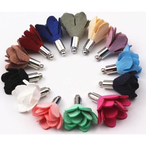 100pcs Mix Color 25mm Flower Suede Tassel Charms Pendants For Necklace Bracelet Making Earring Accessories DIY Jewelry Findings