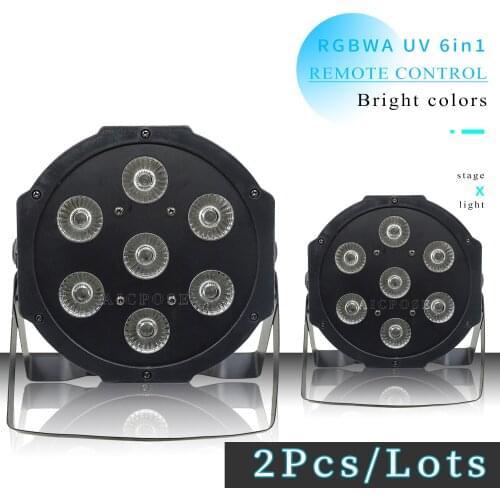 7x12w Wireless Remote led Par lights RGBW 4in1 flat par led 45 angle dmx512 disco lights professional stage dj equipment
