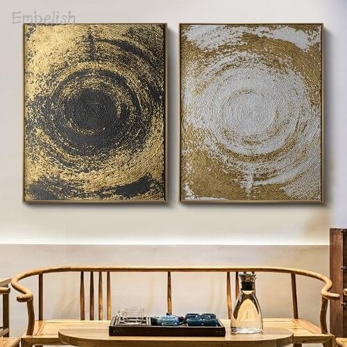 Embelish 2 Pieces Hot Selling Golden Leaves Nordic Style Home Decor Wall Art Pictures For Living Room HD Print Canvas Paintings