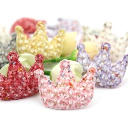 28Pcs 3.5*4cm Plush Felt Fabric Crown Padded Appliques For Kids Headwear Hairpin Accessories Handmade Decor Crafts Wholesale