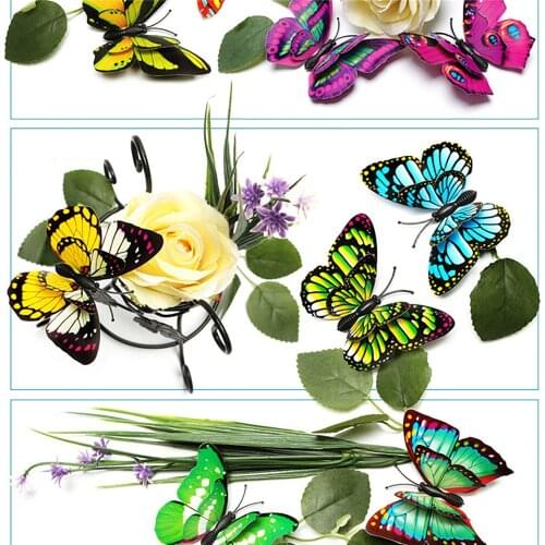 7cm 3D Mixed Color Double Layer Artificial Butterflies With Magnet Creative Home Decoration Three-dimensional Wall Stickers