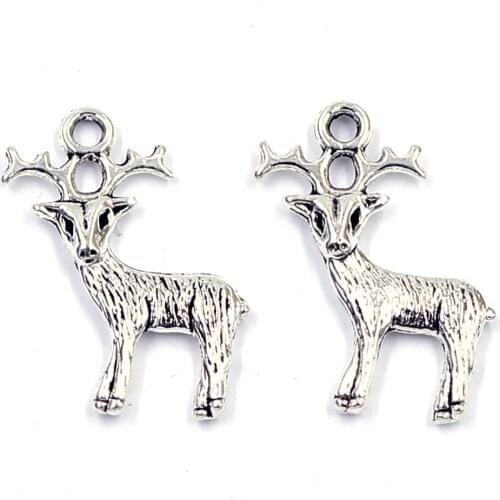 750Pcs Pendants Christmas Reindeer Animal Silver Tone Jewelry Crafts Making Component Charm 24x19mm