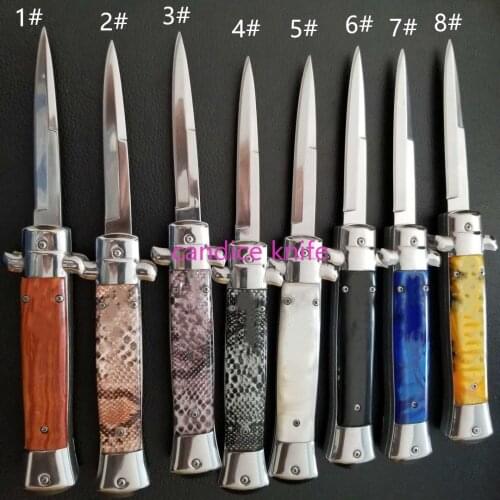 8 Colors 9 Inches Italy Knife Mafia Godfather Knife Acrylic Handle 440 Blade Double Action Tactical Hunting Camping Knives