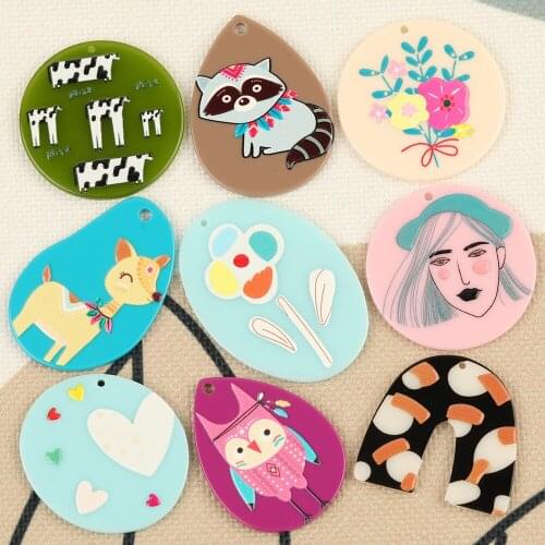 HAOSAW 6Pcs Jewelry Accessories/DIY Charms/Multi Shape/Painting Effect/Hand Made/Earrings Pendant/Jewelry Findings & Components