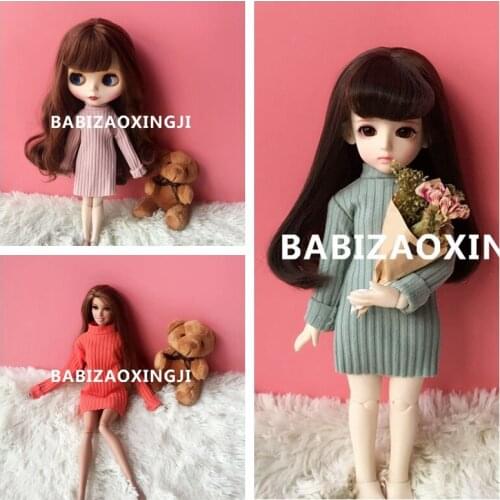 1PCS Long Sweater Dress for Blyth, Pullip, Azone, Kurhn , FR 1/6 30cm Dolls Accessories