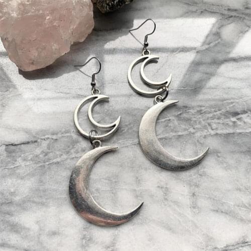 Double Moon Crescent Earrings mystic gothic jewelry Lunar witch celtic Pagan Wiccan luna Fashion woman gift 2020 new