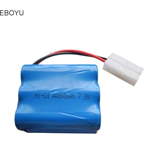 EBOYU 7.2V 800mAh Ni-cd Rechargeable AA Battery Pack KET 2P Plug for HengTai 3827 2879 3832 RC Boat & Similar Remote Control Toy