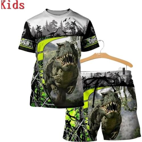 Love Dinosaur 3D Printed T Shirts And Shorts Kids Funny Childrens Suit Boy Girl Summer Short Sleeve Suit Kids Apparel 9
