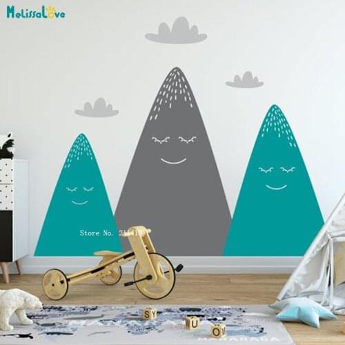 Custom Color Kids Mountain Wall Decal Multicolor Nursery Kids Room Home Decor Cute Poster Large Size Woodland Sticker YT4319