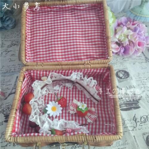 Lolita rattan box storage portable strawberry bag sweet mother soft girl straw box strawberry side clip KC hair band hair clip