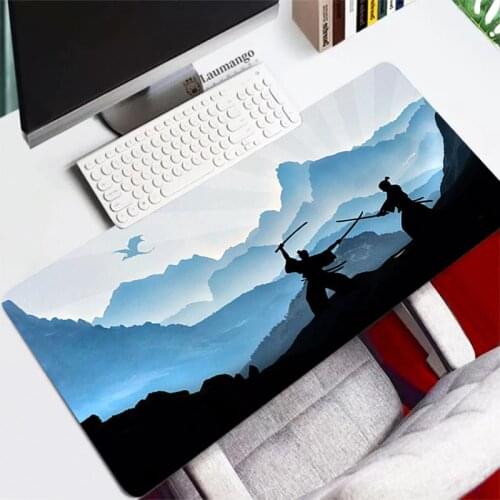 Japan Samurai Mouse Pad Large Rubber Gaming Accessories Carpet Speed Kawaii XXL Mousepad Keyboard Locking Edge Computer Desk Mat