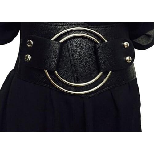 Lady Retro Wide Waist Belts Stretchy Elastic Corset Waistband Hollow Metal Big O-ring Ladiess Belt For Dress Jacket