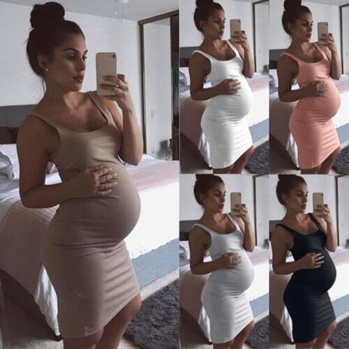 Summer New Maternity Sleeveless Solid color Vest Dresses Mother Pregnancy Dress Pregnant woman Home Sleepwear Fashion Clothes