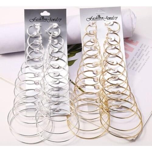 Fashion Gold Silver Hoop Earrings Set For Women 2019 Statement Za Brand Big Circle Round Earring Korean Ladies Jewelry Wholesale