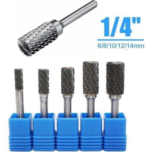 5Pcs 1/4" Tungsten Carbide Rotary Burr Cutter Set For Rotary Tools File Milling Cutter Engraving Bit For Woodworking Metal