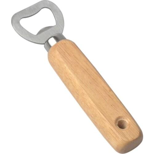 20Pcs Wooden Handle Handheld Bartender Bottle Opener Wine Beer Soda Glass Cap Opener Kitchen Bar Tools Creative Hole Design Wedd