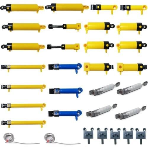 Customized)32Pcs 10-Kind MOC DIY Science Technology Parts DIY Pneumatic Kit with Air Pump Push Rod Switch Pisto