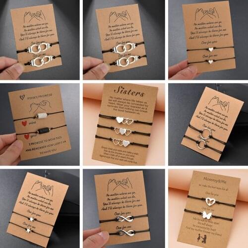 Charmsmic Friendship Forever Charm Bracelets Heart Shape Volcanic Rock Small Birthday Gift Mothers Day Jewelrys DIY Cards