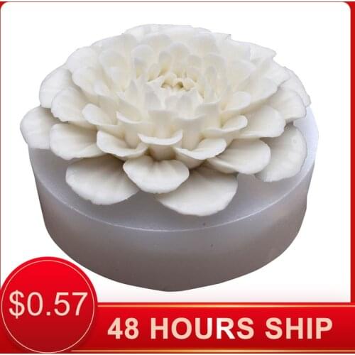 Dahlia Flower Silicone Mold 3D Craft Soap Resin Clay Molds Chocolate Candy Cupcake Topper Fondant Cake Decorating Tools 45a