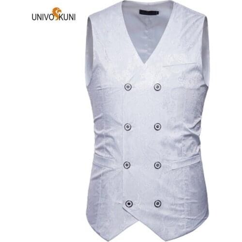 UNIVOS KUNI 2019 New Brand Clothing Fashion Vest Mens Formal Wear Casual Print Vest chalecos para hombre High Quality WYR30