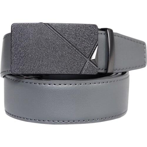 High Quality Cowhide genuine Leather Belt For Men 3.5cm width Mens Automatic Buckle Brand Luxury Grey mens belts